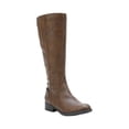 thumbnail image 1 of LIFE STRIDE Womens Brown Metal Accents Knit Accents Traction Sole Wide Calf Comfort Xandy Round Toe Block Heel Zip-Up Riding Boot 7 M WC, 1 of 8