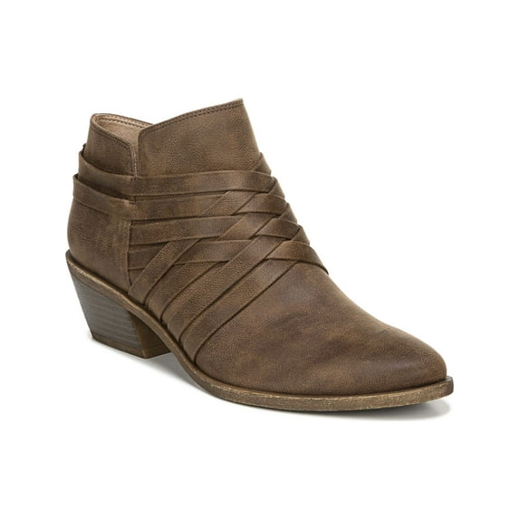 LIFE STRIDE Womens Brown Traction Sole Cushioned Woven Prairie Almond Toe Block Heel Zip-Up Booties 7.5 W