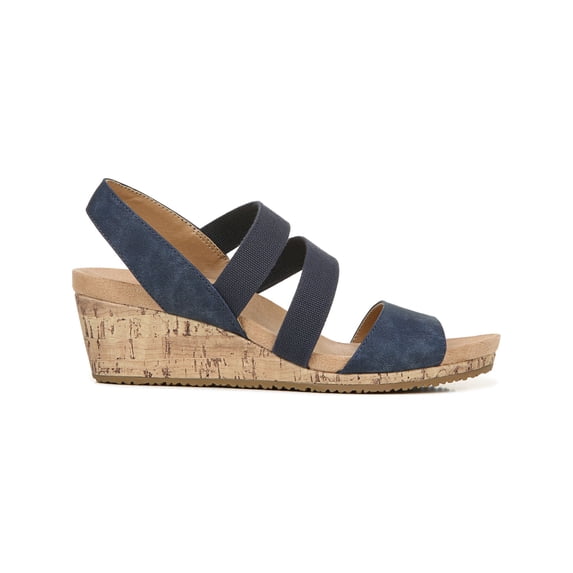 LIFE STRIDE Womens Navy Adjustable Strap 1" Platform Woven Cushioned Comfort Tango Round Toe Wedge Buckle Espadrille Shoes 9 M