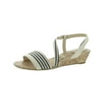 thumbnail image 1 of LIFE STRIDE Womens White Striped Asymmetrical Padded Yasmine Round Toe Wedge Slip On Slingback Sandal 6.5 W, 1 of 3