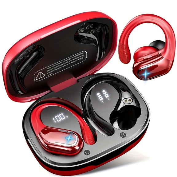 LIFEBEE New Wireless Earbuds For Running Sports, Wireless Earphones With Earhooks Pure Bass Sound, Over Ear Headphones With Dual-LED Display, Noise Cancelling Headset Built-in Microphone