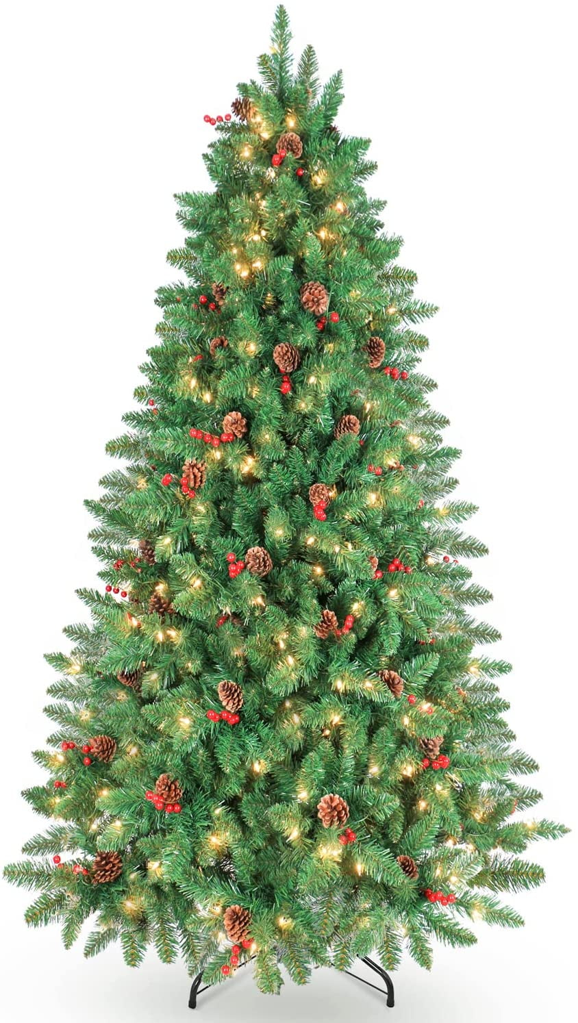 LIFEFAIR 7.5FT Outdoor Prelit Christmas Tree with 350 Clear Lights and