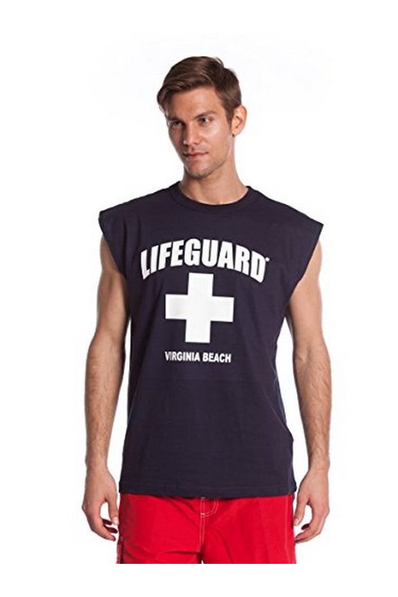 Guys Navy Printed Mens Sleeveless Tank (Medium)