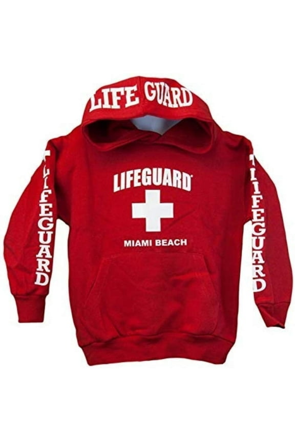 Kids Miami Beach Florida Life Guard Sweatshirt Red Hoodie (XS(2/4))