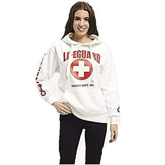 LIFEGUARD Official Ladies White Hoodie Ocean City X-Large