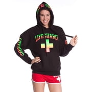 LIFEGUARD Officially Licensed Black Sweatshirt with Neon Blend Print on Hood Sleeves and Chest Men and Women Unisex Fit Black-No City, XXL