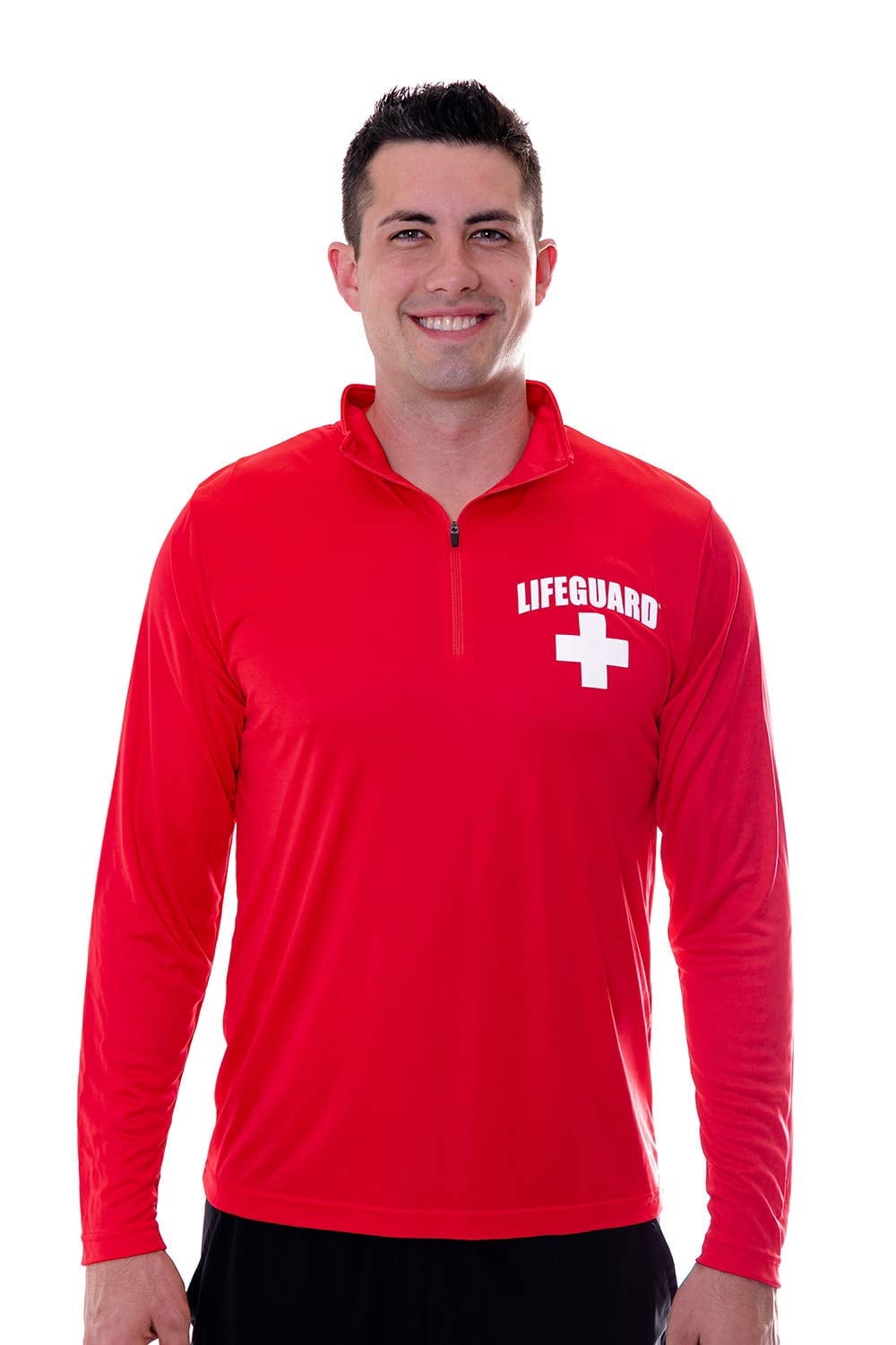 LIFEGUARD Officially Licensed Mens 1 4 Quarter Zip Active Performance Long Sleeve Shirt S Red