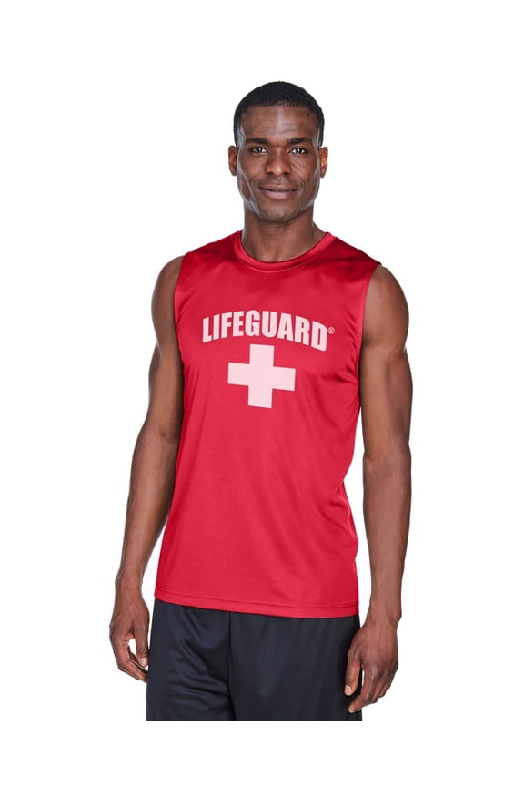 Officially Licensed Mens Performance Active Muscle Tank Moisture Wicking (L) Red