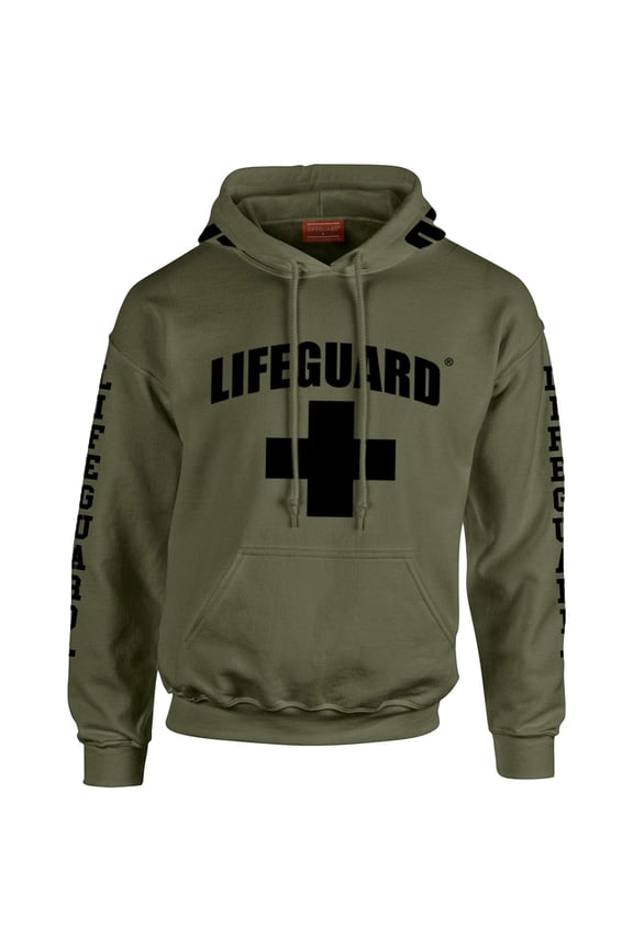 Officially Licensed Military Green Hoodie with Black Print on Chest Sleeves and Hood for Men and Women (XL)
