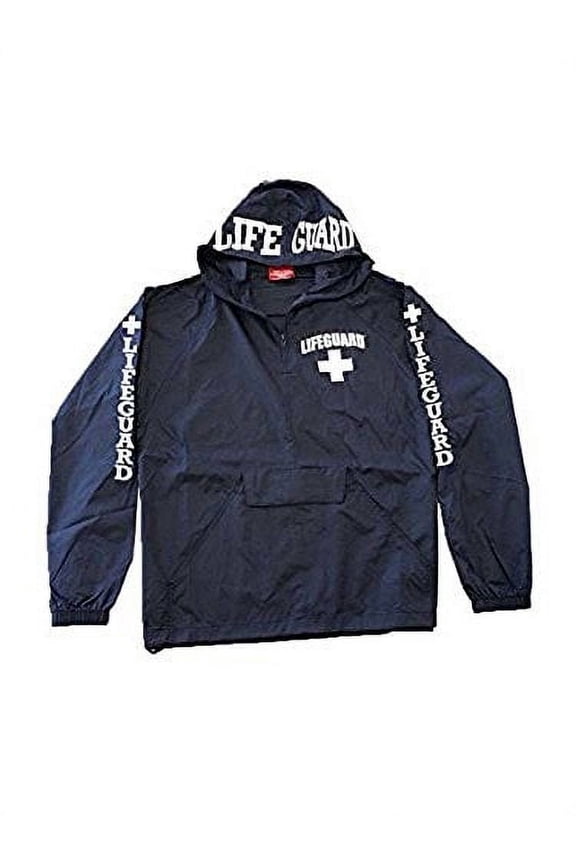 Officially Licensed Quarter Zip Nylon Pack-Away Windbreaker Jacket (L, Navy)