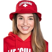 LIFEGUARD Officially Licensed Red Bucket Hat for Men & Women, Unisex Soft Cotton for Sun Beach Pool