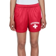LIFEGUARD Officially Licensed Womens Active Running Performance Shorts Moisture Wicking Red, S