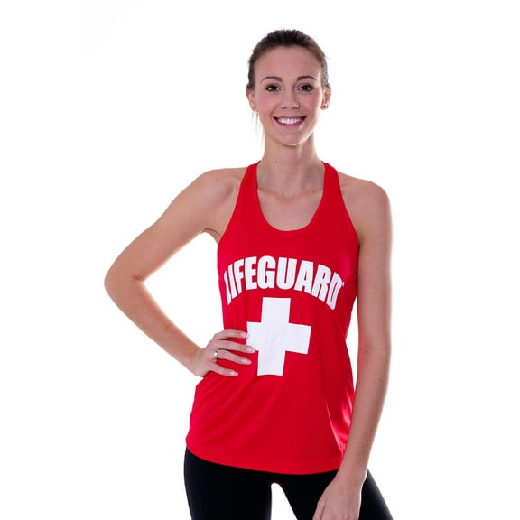 LIFEGUARD Officially Licensed Workout Active Racerback Tank Moisture Wicking Ladies, Women. Ideal for Yoga, Gym, Fitness.(S) Red