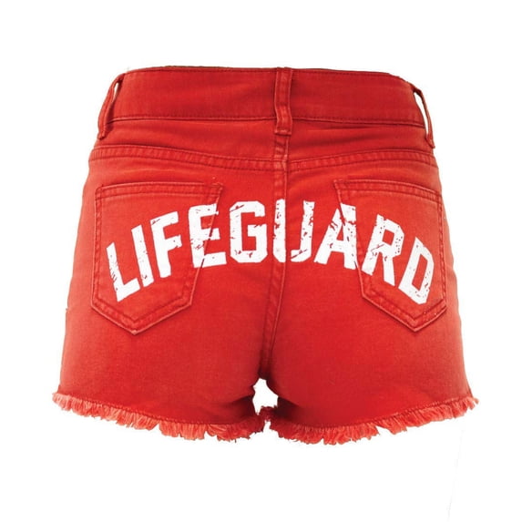 LIFEGUARD Women's Vintage Washed Look Red Denim High Waisted Shorts (XS (0/2))