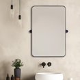 LIFEI 20"x30" Matte Black Pivot Mirror for Bathroom, Metal Frame