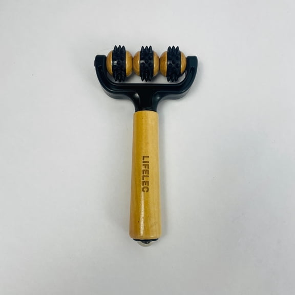 LIFELEC Wooden Handle Mini Massage Apparatus, Personal Massager for Fingers, Face, Hands