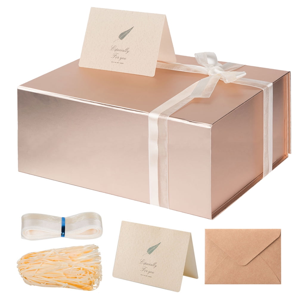LIFELUM Rose Gold Gift Box 13 x 11 x 5 Rose Gold Collapsible Gift Box
