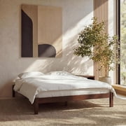 LIFEMENT Twin Classic Wood Platform Bed Frame, Solid Wood, No Box Spring Needed, Easy Assembly, Under Bed Storage, Walnut
