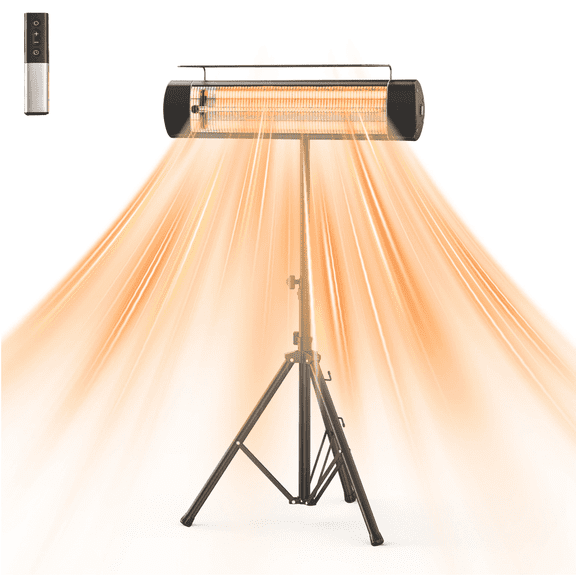 LIFERECORD 1500W Electric Space Heater for Outdoor & Indoor Use, 3-in-1 Wall/Ceiling/Tripod Patio Heater with 24H Timer, IP65, 3 Heat Modes for Garage, Backyard, Patio