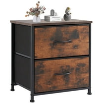 LIFERECORD 2-Drawer Dresser Fabric Storage Nightstand for Bedroom Living Room Rustic Brown
