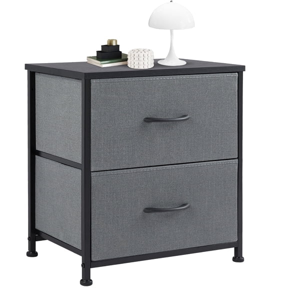 LIFERECORD 2-Drawer Fabric Storage Dresser Nightstand for Bedroom Closet Gray