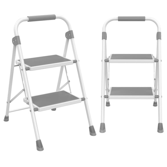 LIFERECORD 2 Step Ladder, Folding Step Ladder with Cushioned Handle, Wide Anti-Slip Pedal, Ergonomic Design, Lightweight, Portable Step Stool