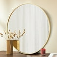 thumbnail image 1 of LIFERECORD 24" Round Mirror, Wall Mounted Circle Mirror, Vanity Mirror with Brushed Aluminum Alloy Frame for Entryway, Bathroom, Living Room, Gold, 1 of 7