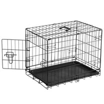 LIFERECORD 24 inch Single-Door Folding Dog Crate, Portable Small Cage with Leak-Proof Pan Tray