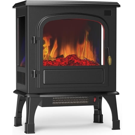 LIFERECORD 26" Freestanding Electric Fireplace with 3D Flame Effect - Remote Control, 12H Timer, 1500W Heater, Single Door, Overheat Protection for Living Room & Bedroom