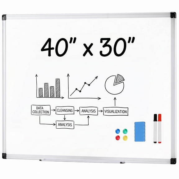 LIFERECORD 30" x 40" Magnetic Whiteboard, Dry Erase Board Includes 1 Dry Eraser & 2 Multicolor Markers & 4 Magnetic Pins for Home, Office, School
