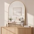 thumbnail image 1 of LIFERECORD 30"x40" Arched Bathroom Mirror, Wall Mounted Vanity Mirror with Metal Frame for Bedroom, Entryway, Living Room, Gold, 1 of 9