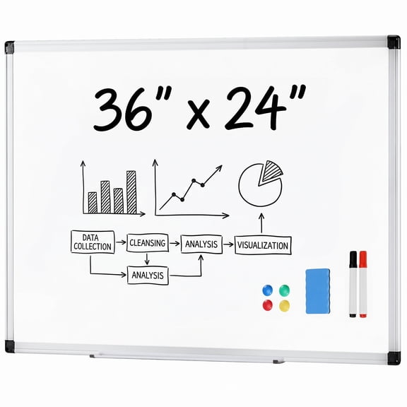 LIFERECORD 36" x 24" Magnetic Whiteboard, Dry Erase Board Includes 1 Dry Eraser & 2 Multicolor Markers & 4 Magnetic Pins for Home, Office, School