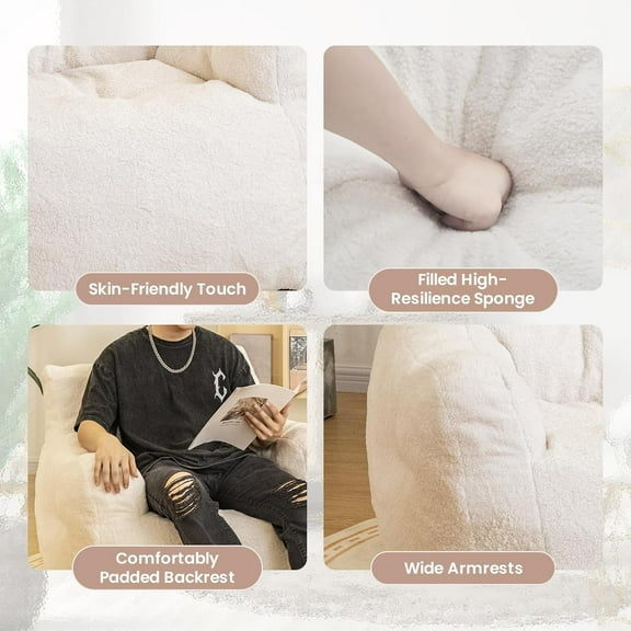 LIFERECORD 39ft Sofa Bean Bag Chair Oversized for Adults Soft Removable Cover Light brown