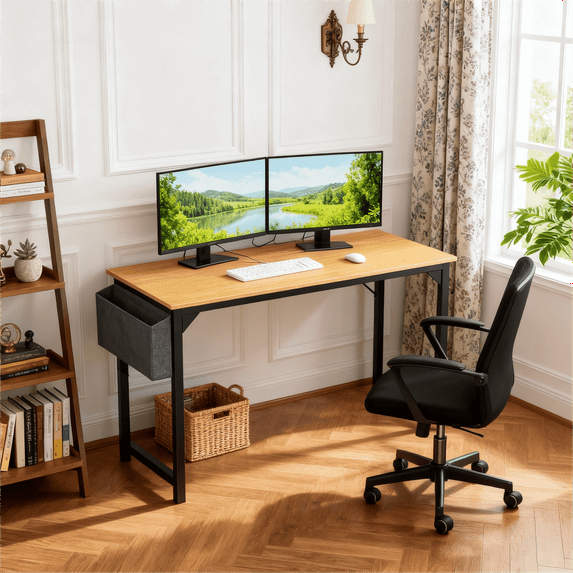 LIFERECORD 47 Inch Computer Desk with Storage Bag & Hook for Home Office Small Spaces