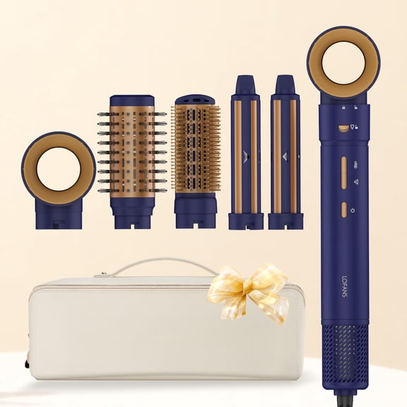 LIFERECORD 5 in 1 Ionic Hot Air Styler, 1100W Powerful Hair Dryer Brush, Auto-Wrap Curlers, Paddle Brush for Fast Drying, Volumizing with Travel & Storage Bag, Blue