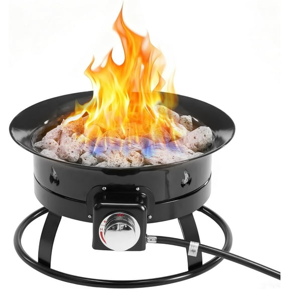 LIFERECORD 58,000 BTU Smokeless Gas Fire Pit - 19" Portable Outdoor Propane Fire Pit with Cover & Carrying Kit