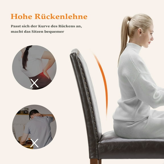 LIFERECORD 6 Nailhead Trim Parsons Chairs Wood Legs Linen Upholstery Dark Brown