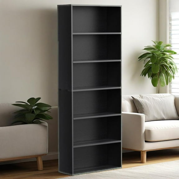 LIFERECORD 6 Shelf Bookcase 63 Inch Tall Floor Standing Open Bookshelf for Home Office and Living Room Black
