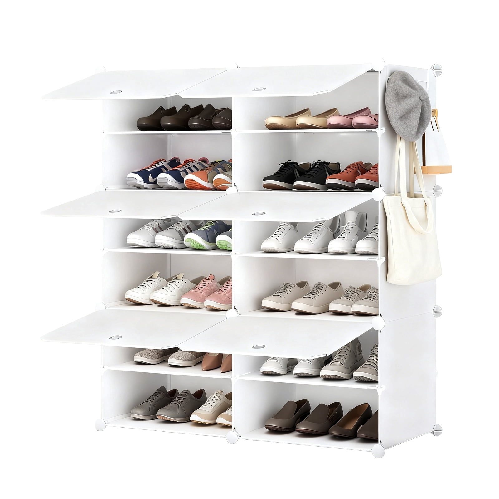 LIFERECORD 6-Tier Shoe Rack with Doors, 24 Pair Shoe Storage Cabinet ...
