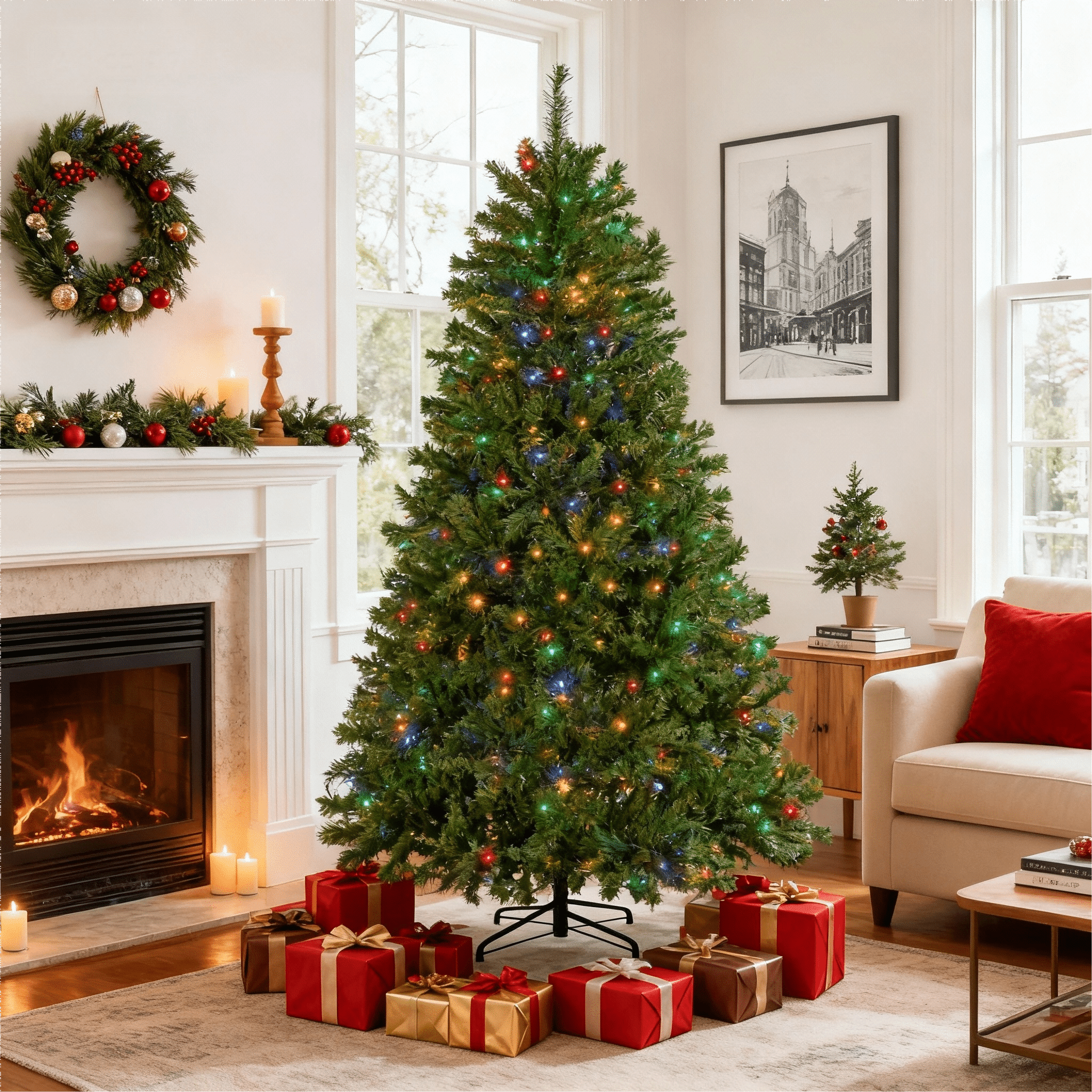 LIFERECORD 7.5ft Pre-lit Artificial Christmas Tree with 450 Color ...