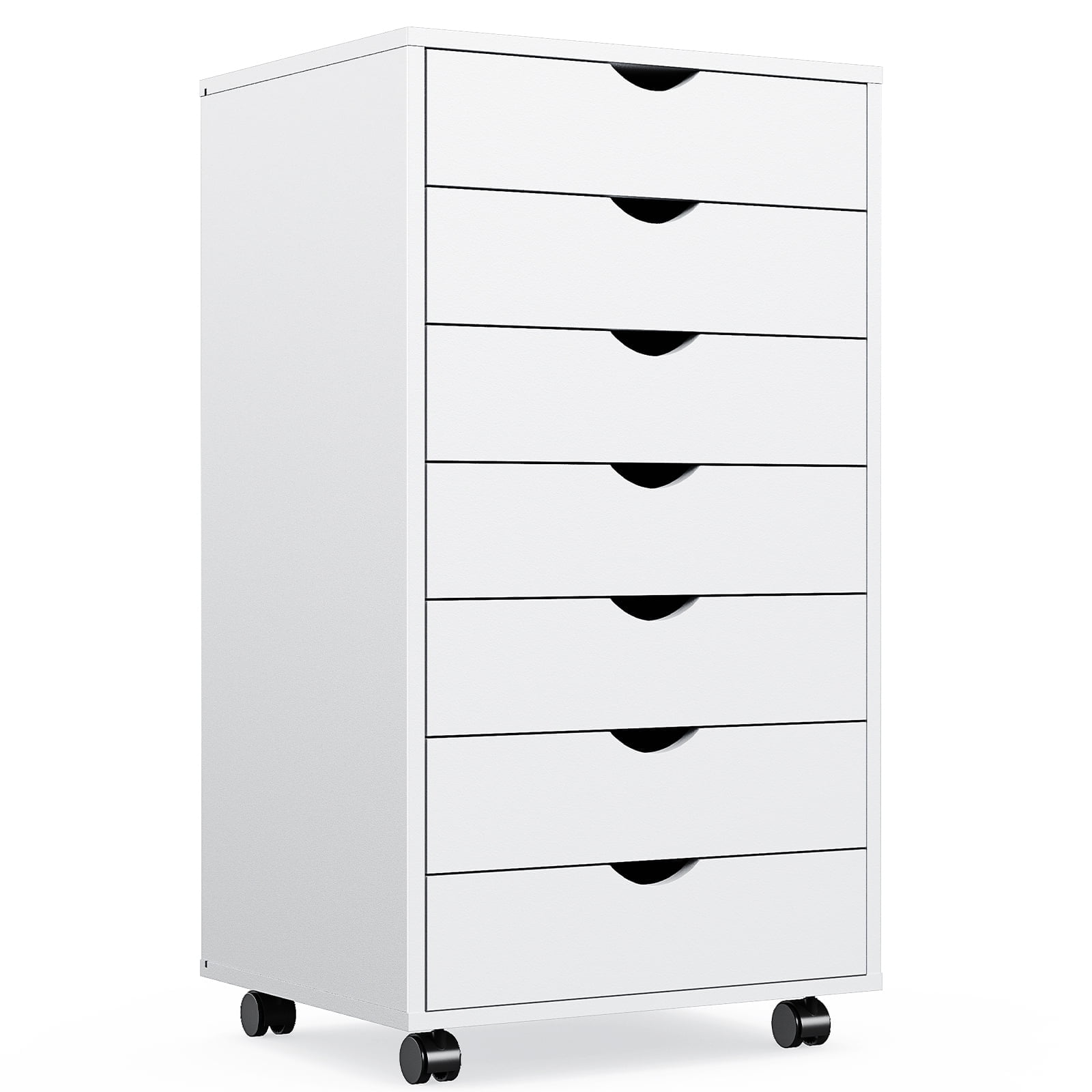 LIFERECORD 7-Drawer Chest, Wood Storage file Cabinet Rolling Storage Dresser with Wheels for Home Office, White