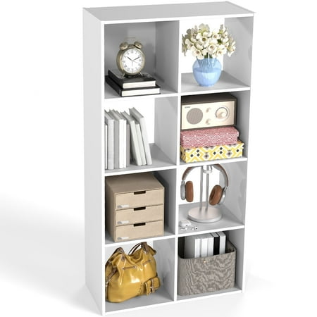 LIFERECORD 8 Cube Storage Organizer Open Bookshelf with Removable Back Panels White