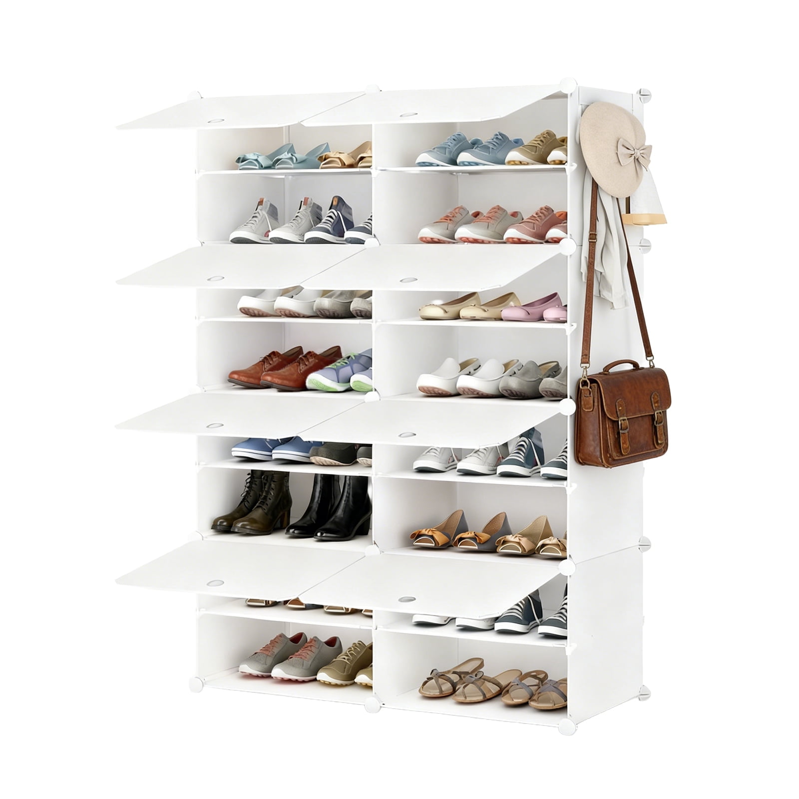 LIFERECORD 8-Tier Shoe Rack with Doors, 32 Pair Shoe Storage Cabinet ...