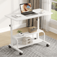thumbnail image 1 of LIFERECORD Adjustable Height Standing Desk 31.5", Portable Rolling Desk on Wheels, Mobile Computer Desk with Lockable Wheels & 2-Tier Storage for Small Spaces Home Office, 1 of 9