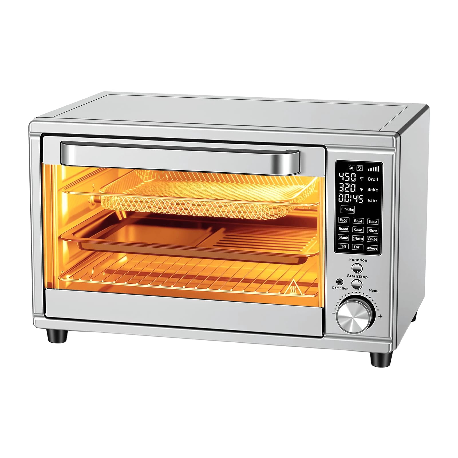 LIFERECORD Air Fryer Toaster Oven Combo Extra Large 29.6QT, Countertop Smart Probe Oven with 12 Functions in 1, Stainless Steel, 7 Accessories, Up to 450°F
