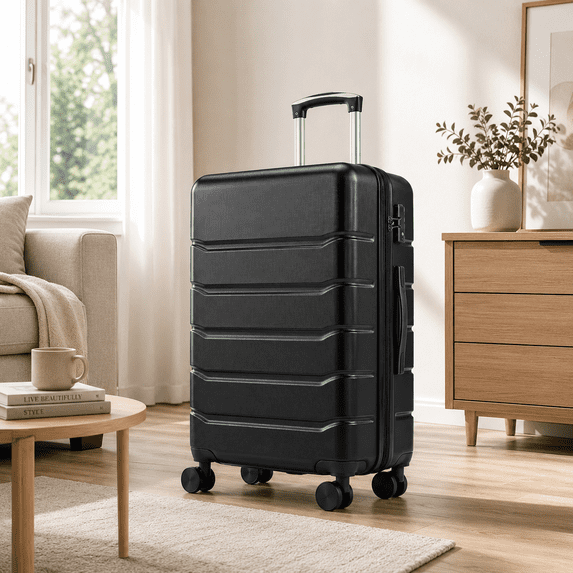 LIFERECORD Carry-On Luggage, 20 inch Hard Shell Rolling Suitcase for Travel Expandable Lightweight with Spinner Wheels TSA Lock, Black