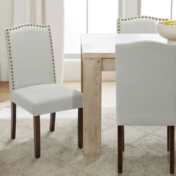 LIFERECORD Dining Chairs Set of 2 Upholstered Fabric Kitchen Room Chairs Gray