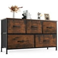 thumbnail image 1 of LIFERECORD Dresser 5 Fabric Storage Drawer Dresser TV Stand Chest of Drawers Rustic Brown, 1 of 6