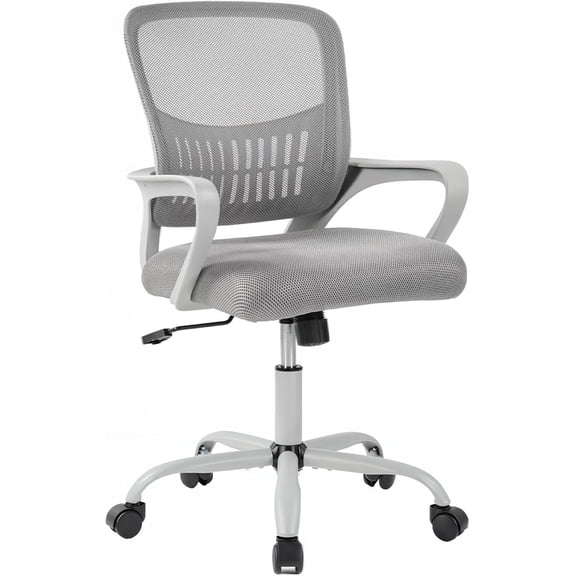 LIFERECORD Ergonomic Mid-Back Office Chair with Lumbar Support Adjustable Height Gray