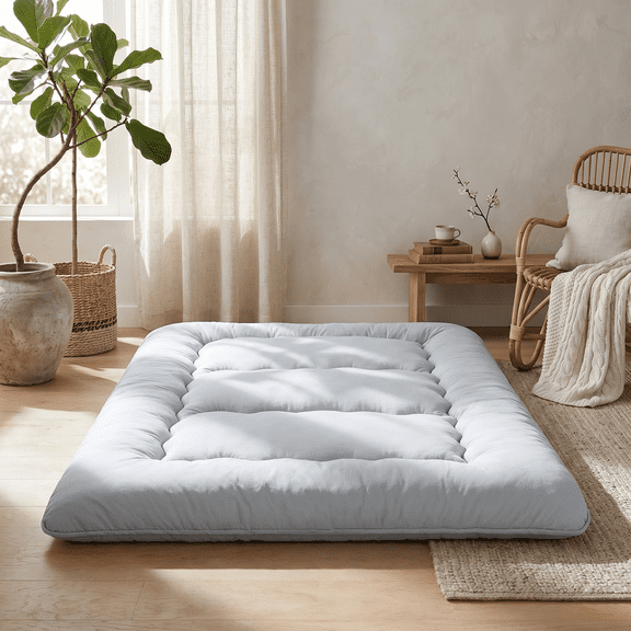 LIFERECORD Japanese Floor Mattress Twin, Foldable Futon Mattress with Washable Cover, Portable Roll Up Tatami for Dorm/Sleepovers
